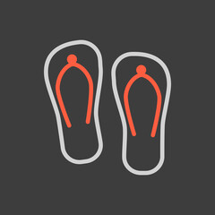 Flip Flops flat vector icon on dark background