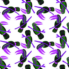 Obraz na płótnie Canvas Creative seamless pattern with tropical birds, parrots, leaves and flowers. Trendy texture with hand drawn exotic plants. Swimwear botanical design. Jungle exotic summer print. 