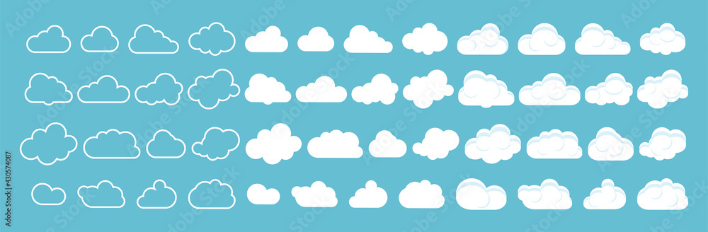 Aufkleber cloud icon. set of clouds. cloud icon in different style. vector