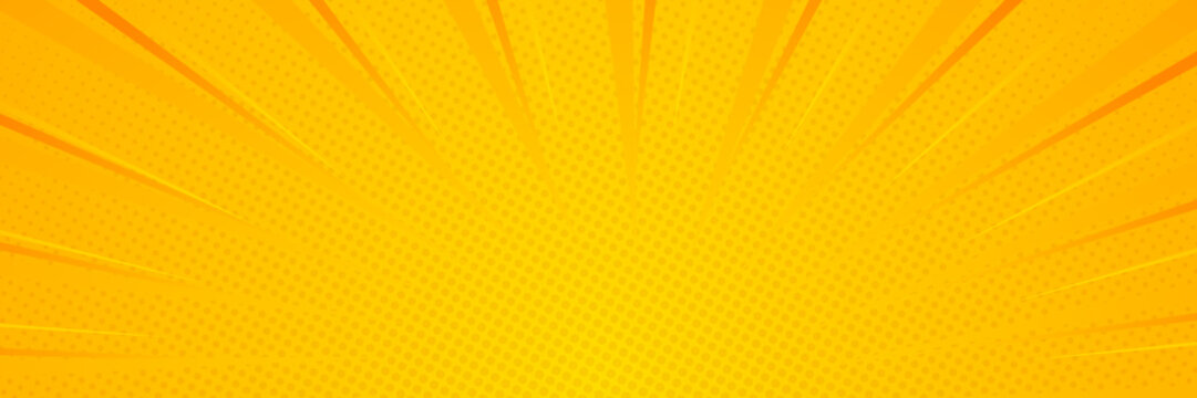 Fototapeta Rays background. Pop art style. Yellow retro background. Vector