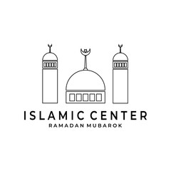 Mosque Islamic Center logo line art Vector Design Illustration,ramadan logo