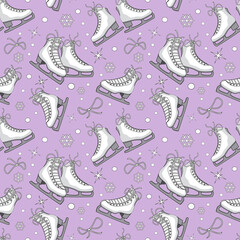 winter ice figure skating seamless pattern