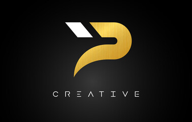 P Golden Letter Logo with Creative Modern Look and Gold Texture.