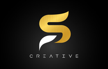 S Golden Letter Logo with Creative Modern Look and Gold Texture.