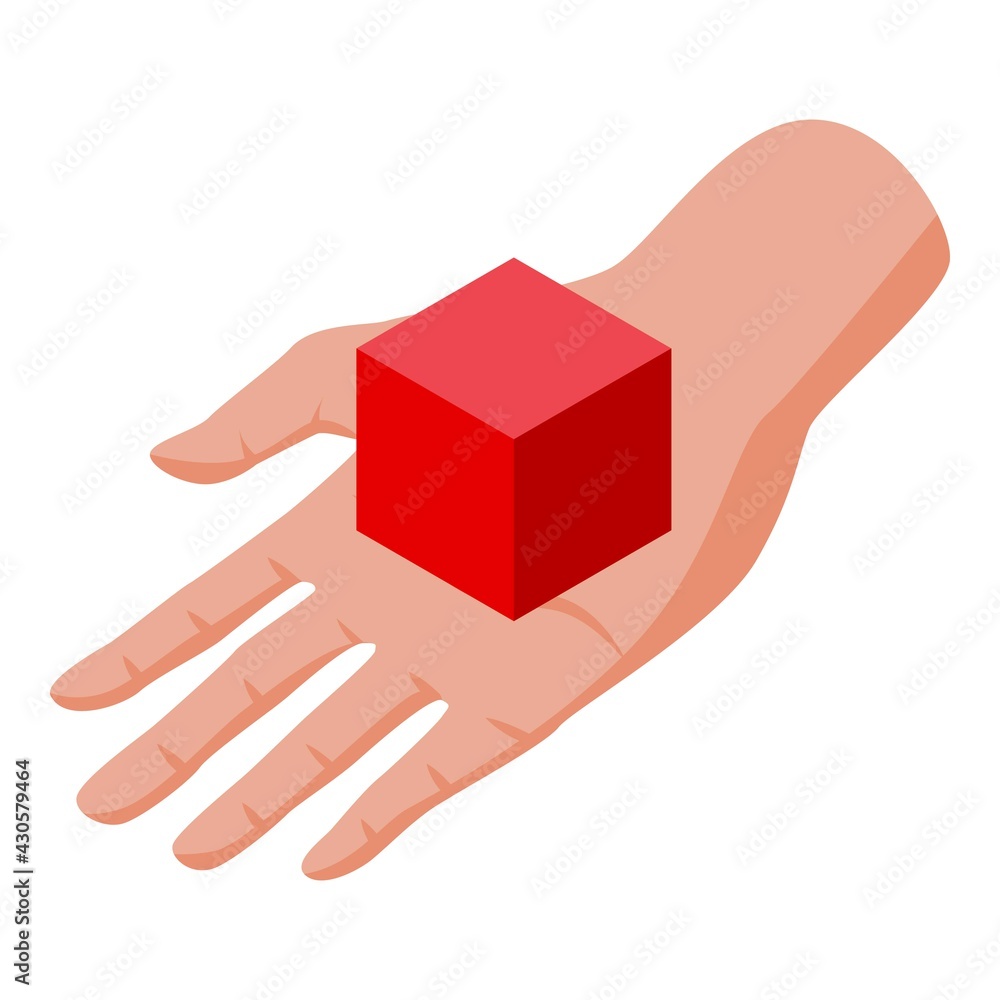 Poster take red cube icon. isometric of take red cube vector icon for web design isolated on white backgrou