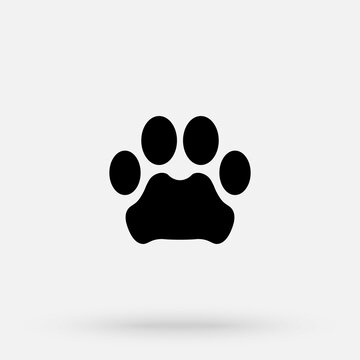 illustration. Leopard paw prints logo. Black on white background. Animal paw print with claws.