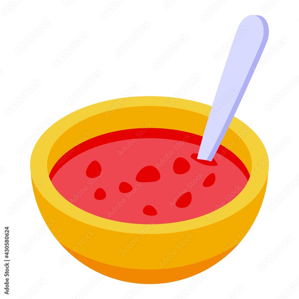 Poster tomato soup icon. isometric of tomato soup vector icon for web design isolated on white background