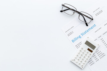 Calculator on financial medical billing statement