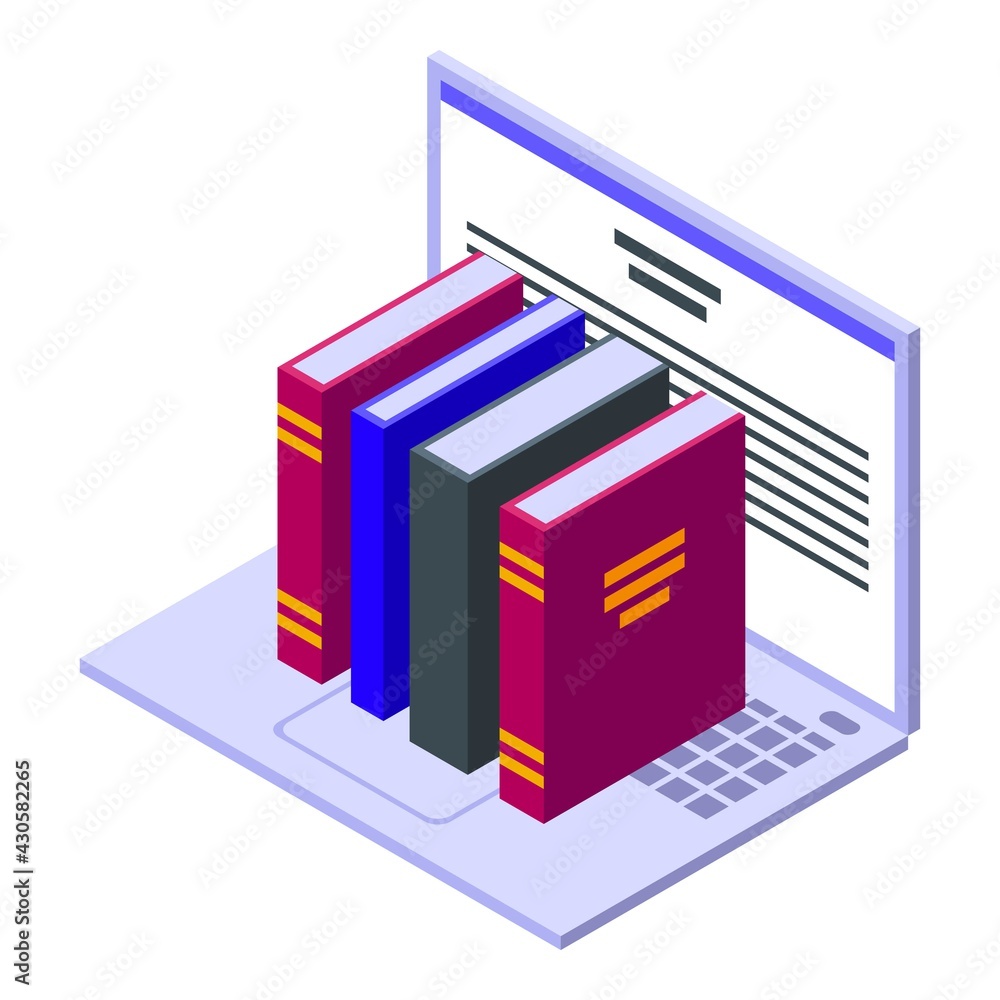 Poster digital bookstore icon. isometric of digital bookstore vector icon for web design isolated on white 