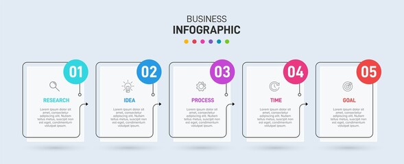 Infographic design with icons and 5 options or steps. Thin line vector. Infographics business concept. Can be used for info graphics, flow charts, presentations, web sites, banners, printed materials.