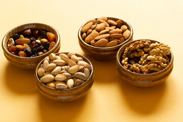 Dried fruits and mixed nuts. Healthy foods.