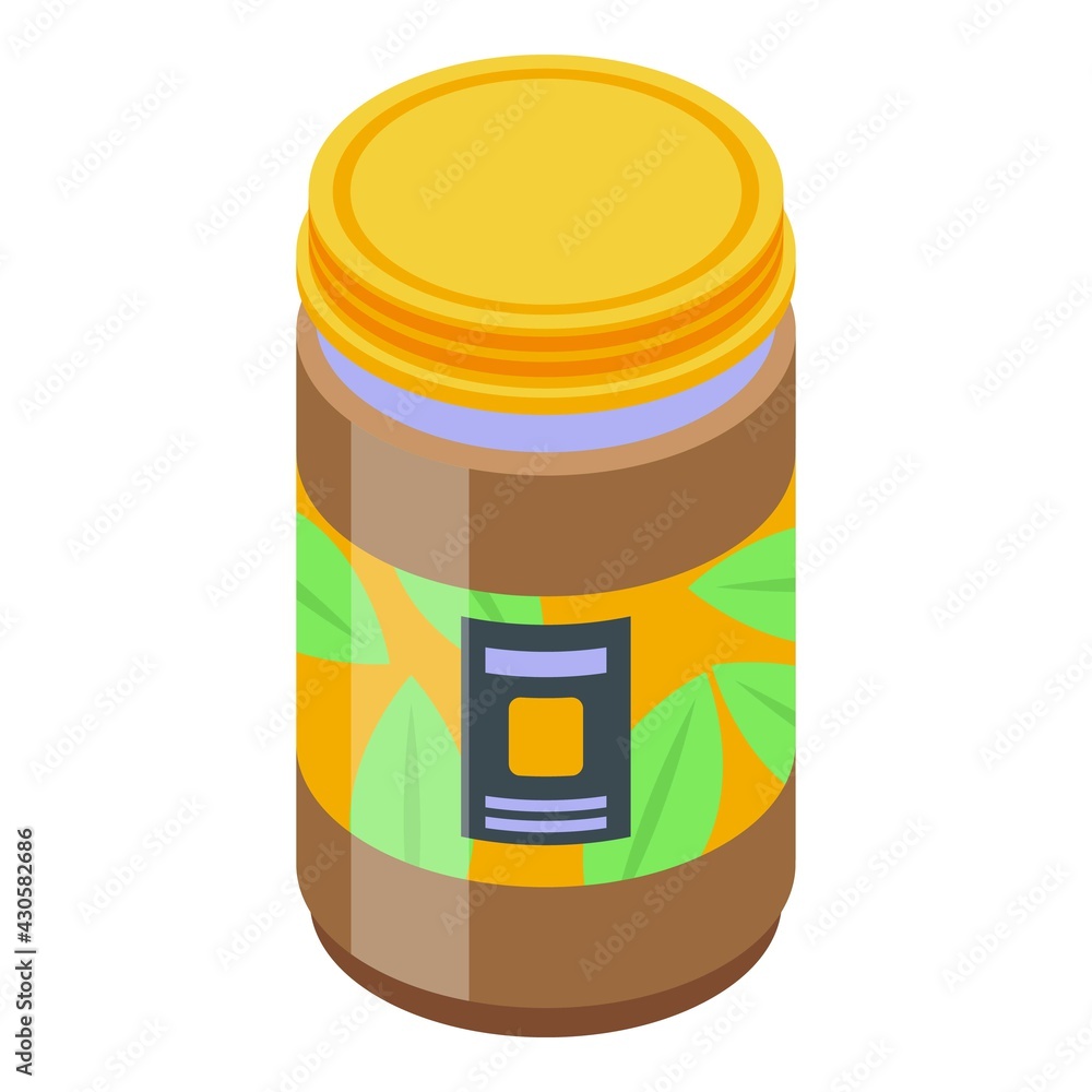 Poster decaffeinated coffee jar icon. isometric of decaffeinated coffee jar vector icon for web design isol
