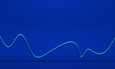 Abstract blue background with metal ribbon wave. 3d rendering