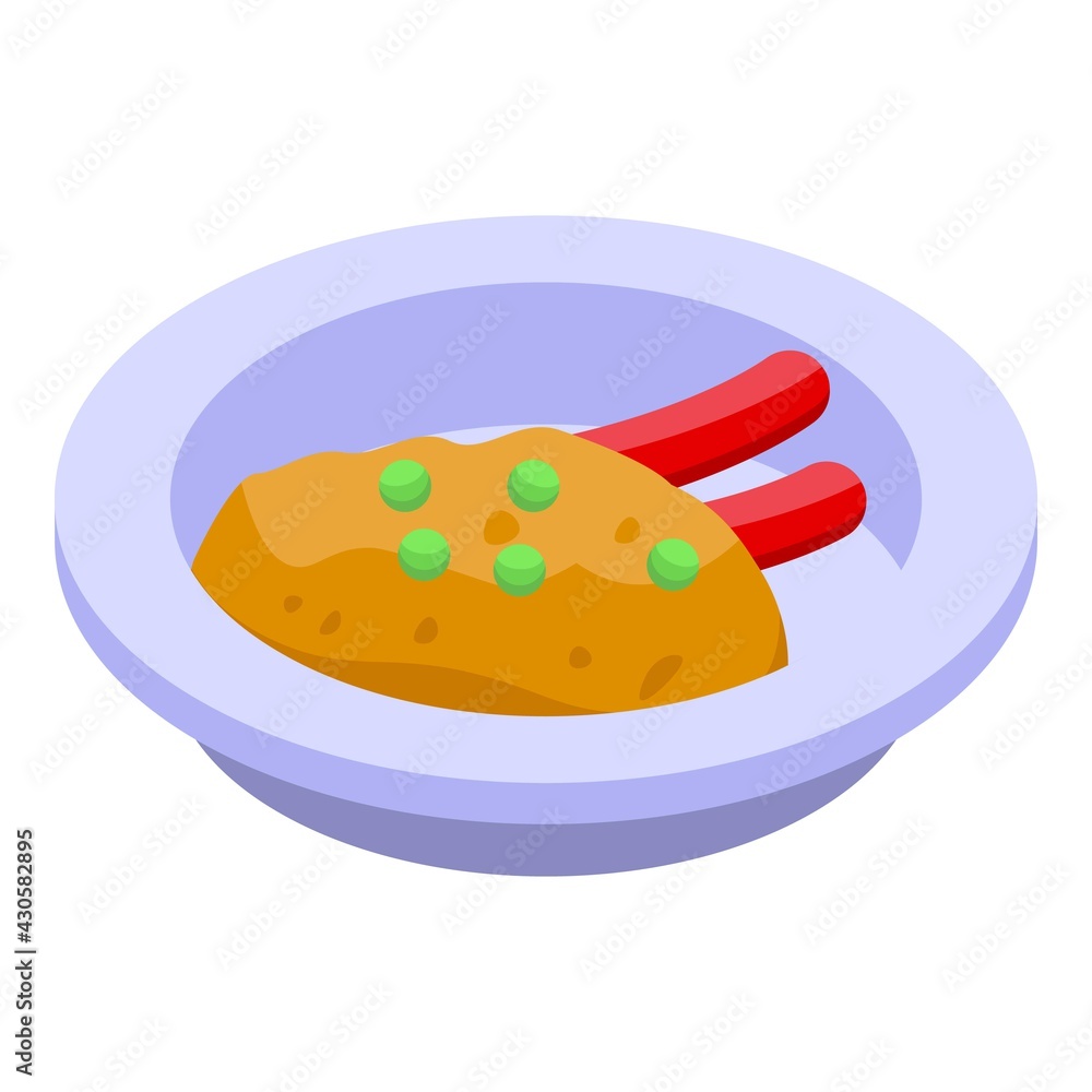 Poster mashed potatoes plate icon. isometric of mashed potatoes plate vector icon for web design isolated o