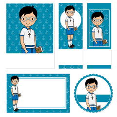 My first communion boy. Cards of different formats. Space for text	