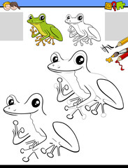 drawing and coloring task with tree frog character