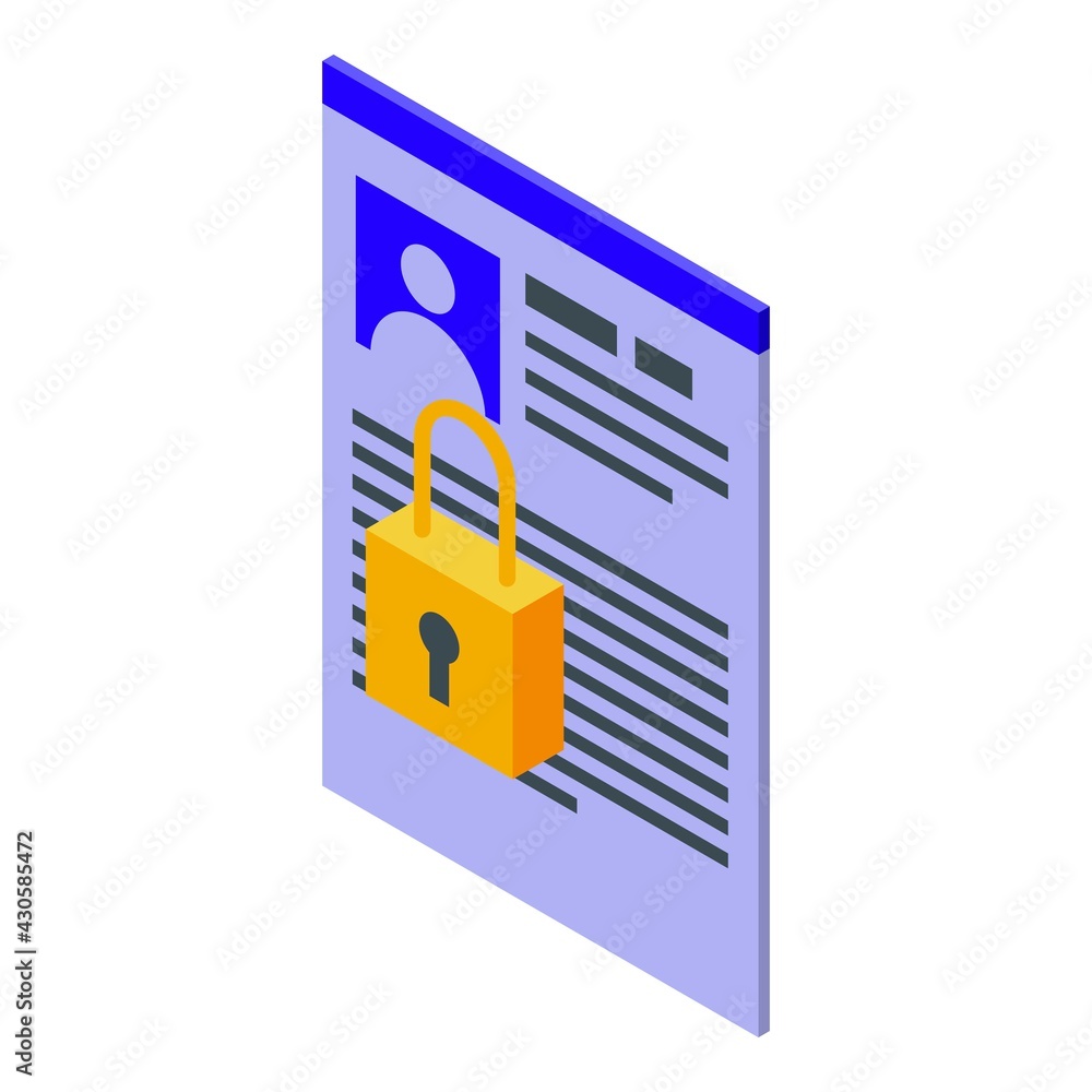 Poster private personal data icon. isometric of private personal data vector icon for web design isolated o