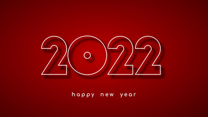 Fototapeta na wymiar Happy New Year 2022. The outer shadow of the contour numbers falls on a dark red background.