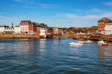 Le Tréport. Vue panoramique sur les quais en front de mer. Seine-Maritime. Normandie	