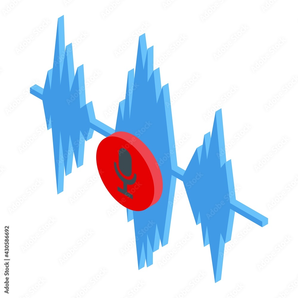 Poster online record speech recognition icon. isometric of online record speech recognition vector icon for
