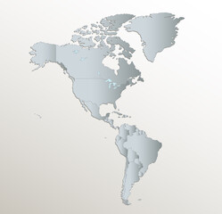 Fototapeta premium America map, separates states, white blue card paper 3D blank