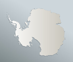 Antarctica map, administrative division with names, blue white card paper 3D blank © Monika Huňáčková