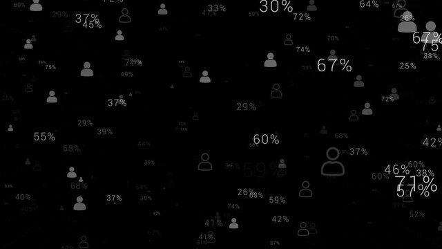 People and percentage looping animation.Global connections. Numbers of the people vaccinated or infected for example.