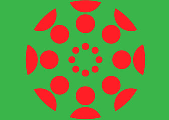 Red pattern on a green background.