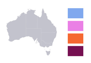 Infographics of Australia map, individual states blank