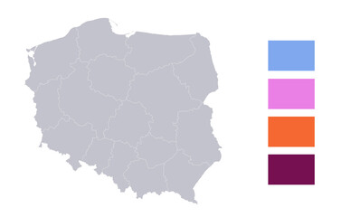 Infographics of Poland map, individual regions blank