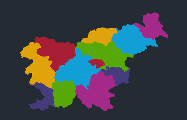 Slovenia map blank, flat design colors, blue background