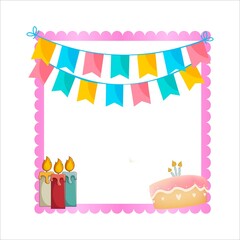 Birthday Elements, Happiness, Happy Birthday Vector Illustration on White Background, Party Frame, Party Elements, Party Banner, Birthday Crown, Happy Birthday Gifts, Birthday Cakes.