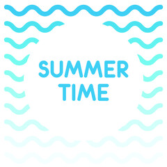 Summer Time background vector image with sea waves. Template for card, post, banner design.