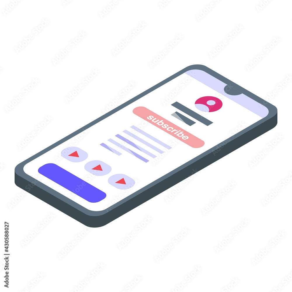 Poster phone subscribe icon. isometric of phone subscribe vector icon for web design isolated on white back