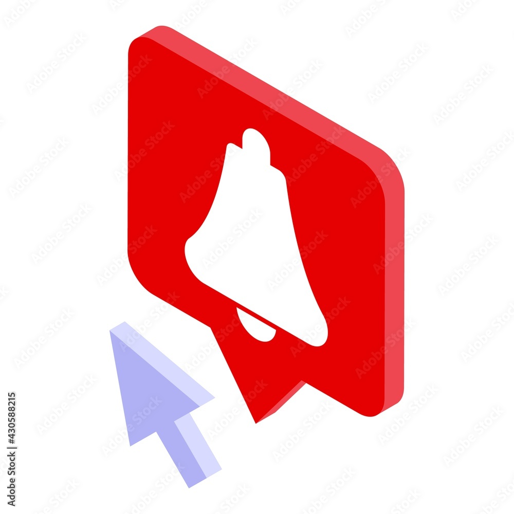 Poster notification bell icon. isometric of notification bell vector icon for web design isolated on white 
