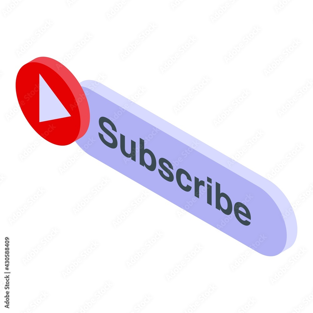 Poster subscribe button icon. isometric of subscribe button vector icon for web design isolated on white ba