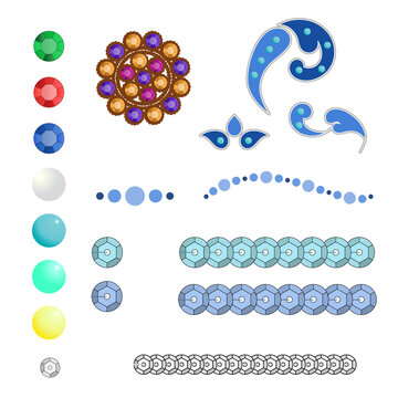 vector fittings, sequins, fringe, chain, rope brushes for illustrator , ornamental lace