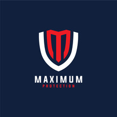 Maximum Protection Logo Design. Abstract Shield Combined with Initial Letter M Concept Logo Design.