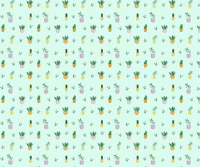 Bright pattern wallpaper with green room plants