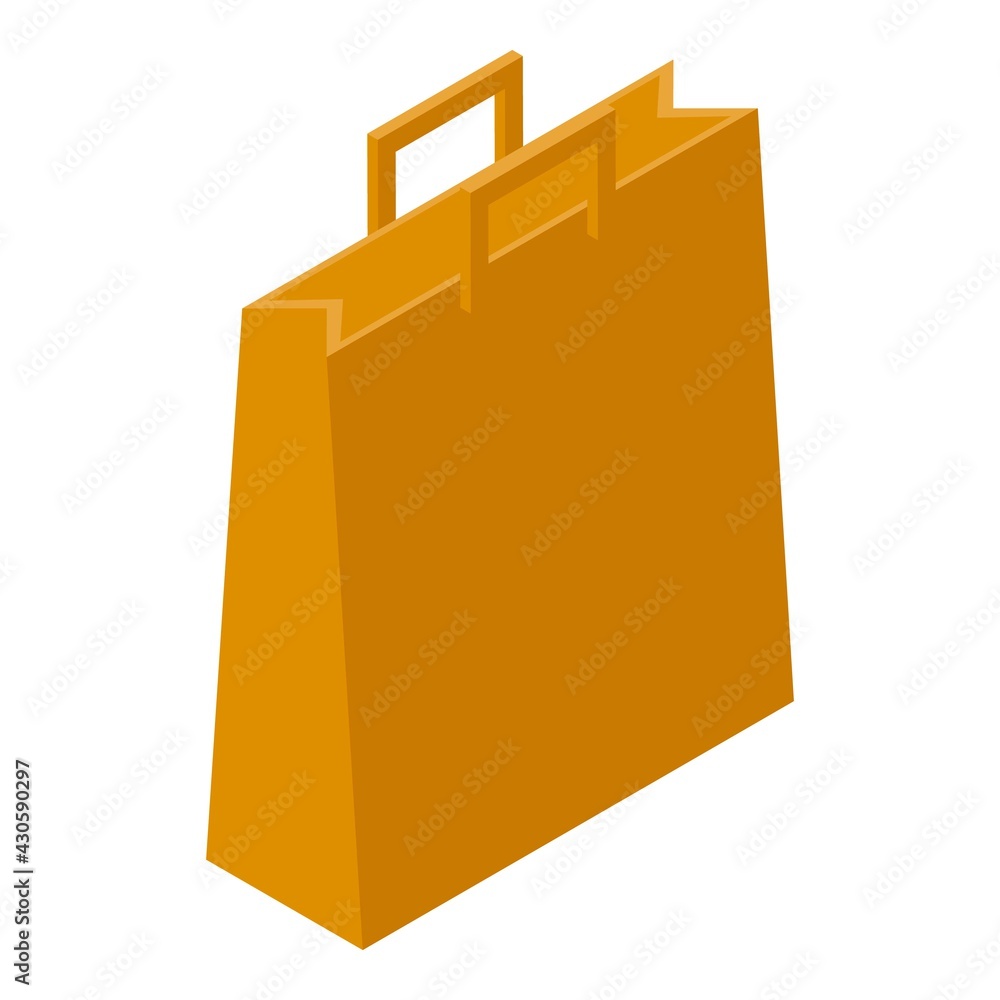 Poster paper bag icon. isometric of paper bag vector icon for web design isolated on white background