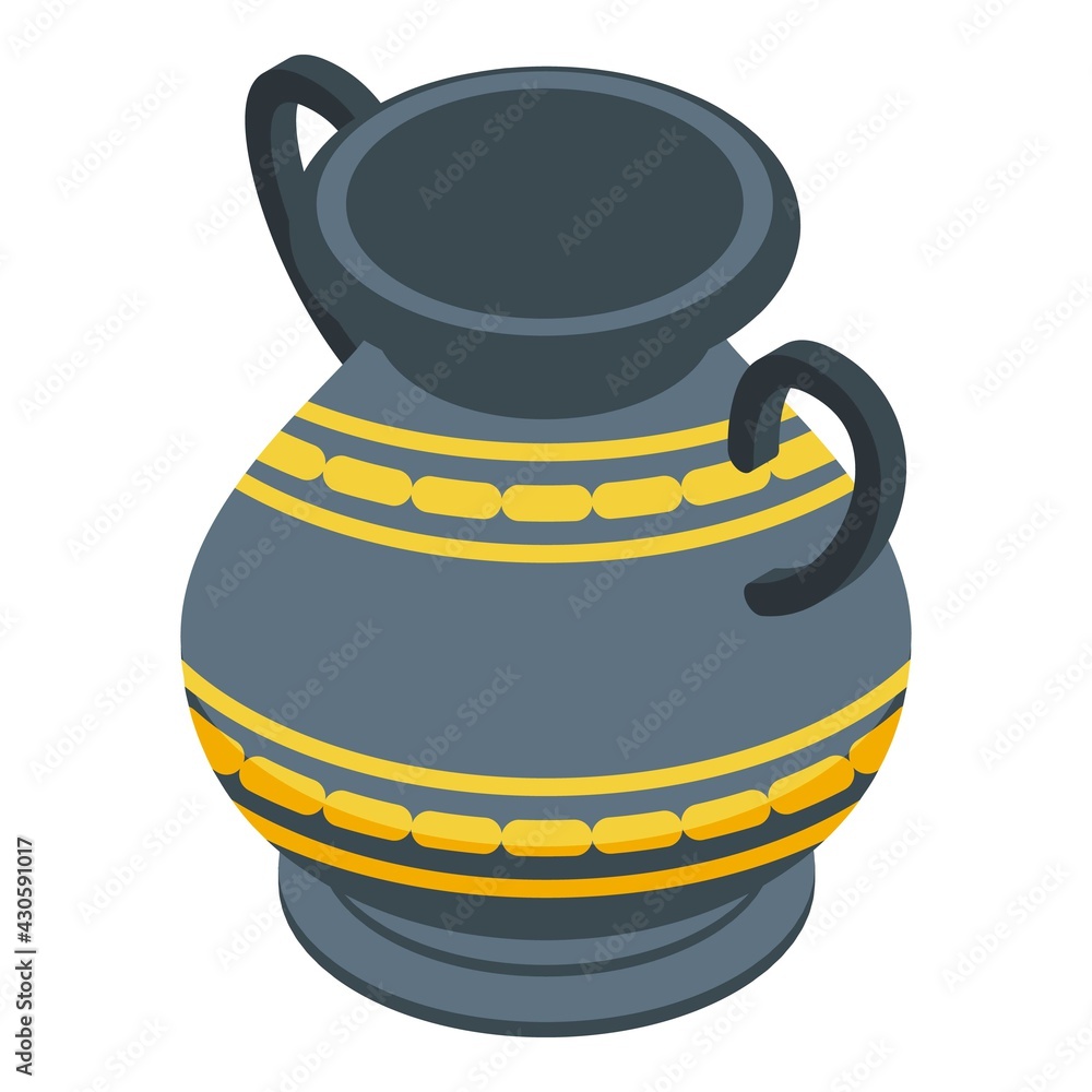 Poster ancient amphora icon. isometric of ancient amphora vector icon for web design isolated on white back