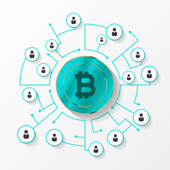 Obraz premium Bitcoin. Network connections. Crypto currency concept. Vector