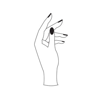 Woman's hand icon outline style. Elegant female hand in a trendy minimal linear style. To create prints, logos and designs.
