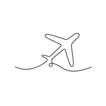 recommend clip art: Airplane one line drawing. Minimalism art. Continuous line plane transportation. Vector illustration isolated on white background