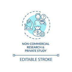 Non-commercial research, private study concept icon. Exception to copyright idea thin line illustration. Access for students and researchers. Vector isolated outline RGB color drawing. Editable stroke