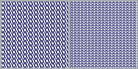 Set of seamless vector patterns. Geometric abstraction oblique line on white isolated background. Banner, background, wrapping paper, wallpaper, cover, print, clothing, material. 