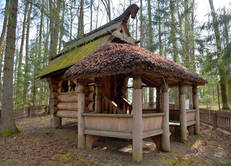 Wooden gazebo from log house called 
