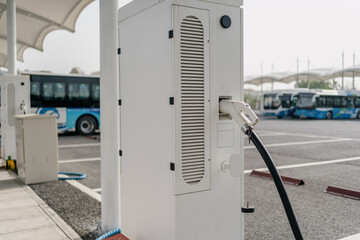 bus is charging in power station