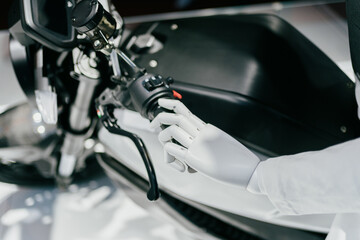 Obraz na płótnie Canvas robot with motorcycle