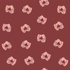 Poppy flower seamless vector pattern